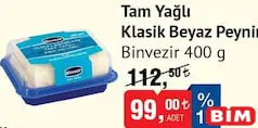 BİNVEZİR TAM YAĞLI KLASİK BEYAZ PEYNİR 400 G
